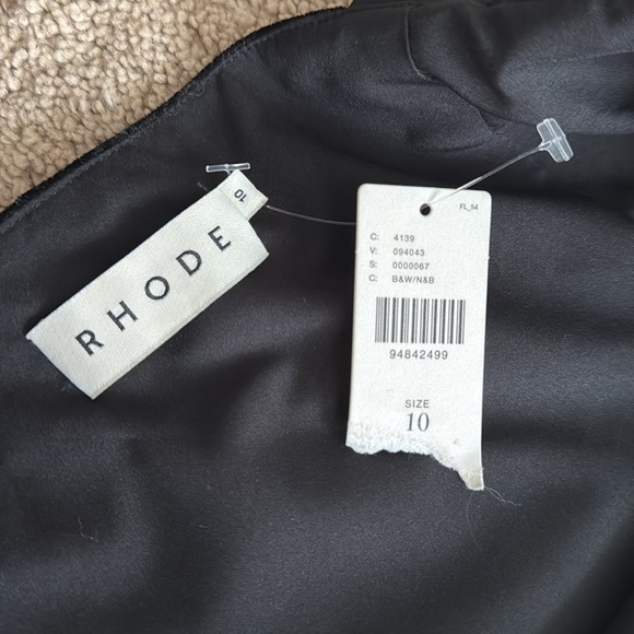 Rhode- NWT Georgina Black and Ivory Color Block Dropwaist Velvet Top Midi Dress - Picture 7 of 7